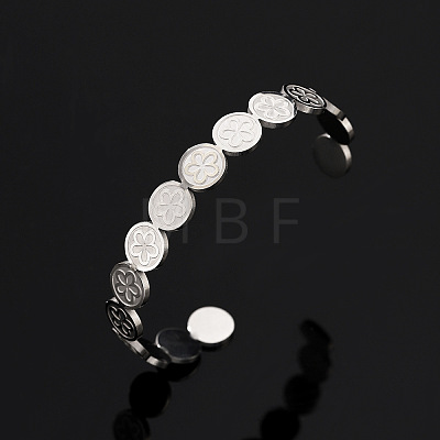 201 Stainless Steel Cuff Bangles for Women BJEW-T024-01C-P-1