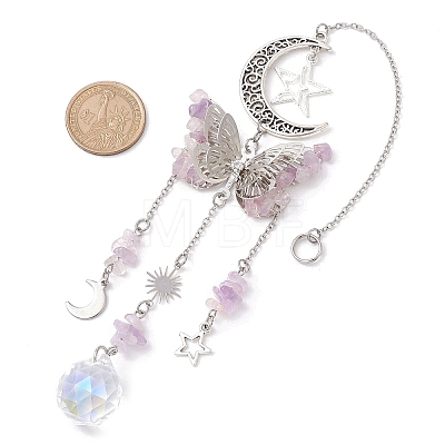 Alloy Hollow Moon Butterfly Hanging Ornaments HJEW-TA00173-01-1