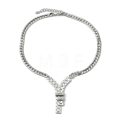 304 Stainless Steel with Cubic Zirconia Necklaces NJEW-Q322-01P-1