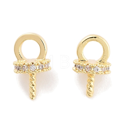 Brass Clear Cubic Zirconia Peg Bails KK-P271-12G-1