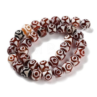 Natural Tibetan 3-Eye dZi Agate Beads Strands G-B084-A09-01-1