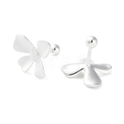 999 Sterling Silver Flower Ear Plugs Gauges EJEW-P296-24P-1