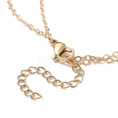 Glass Butterfly & Natural Pearl Pendants Double Layer Necklace with Clear Cubic Zirconia NJEW-TA00043-02-1
