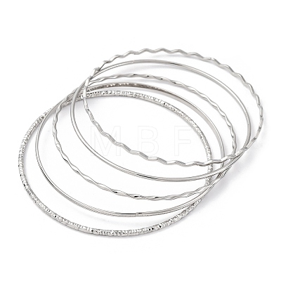 5Pcs 304 Stainless Steel Bangle Set for Women BJEW-S162-01B-P-1