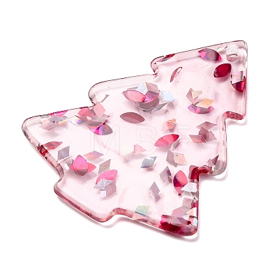Christmas Tree Printed Opaque Acrylic Pendants OACR-Q080-02A-1