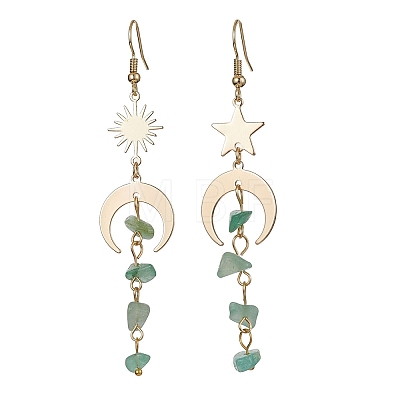 Moon & Sun & Star Brass Asymmetrical Earrings EJEW-JE05461-04-1
