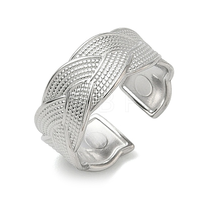 304 Stainless Steel Cuff Open Rings for Women RJEW-L341-03A-P-1