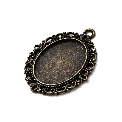 Tibetan Style Alloy Pendant Cabochon Settings X-TIBE-T003-09AB-NR-1