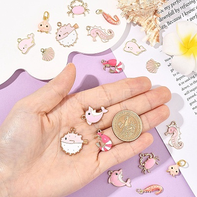 9Pcs 9 Styles Alloy Enamel Pendants ENAM-YW0008-11-1