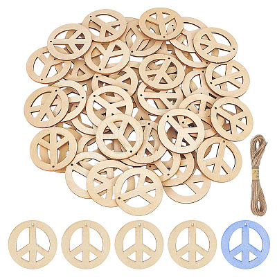 120Pcs Wood Big Pendants WOOD-NB0003-09-1