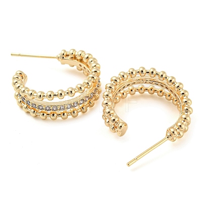Brass Stud Earrings with Glass EJEW-K264-01G-1