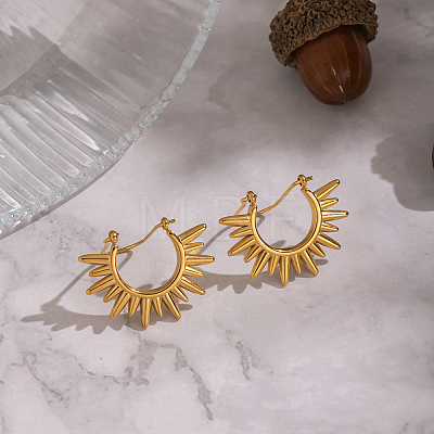 Vintage European Style Sun 304 Stainless Steel Hoop Earrings KG5327-1-1