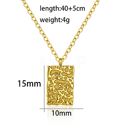 Fashionable Stainless Steel Irregular Textured Rectangle Pendant Necklaces for Women EN2201-1-1