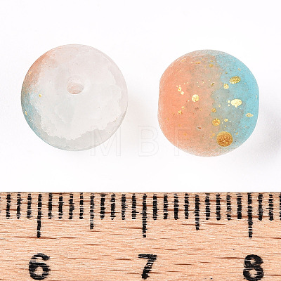 Frosted Baking Painted Crackle Glass Beads with Glitter Powder DGLA-T004-01C-1