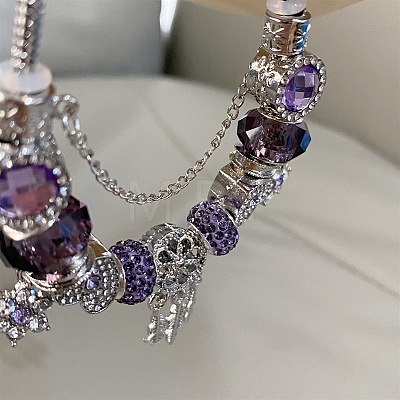 Flower & Feather Alloy European Beads Charm Bracelets FS-WG690AF-02-1