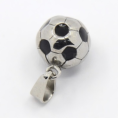Trendy Necklace Findings 304 Stainless Steel FootBall/Soccer Ball Pendants STAS-L012-B01P-1