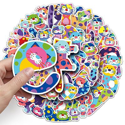 52Pcs Cat PET Stickers PW-WG987F6-01-1