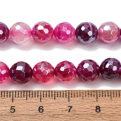 Electroplated Natural Agate Beads Strands G-B191-A07-8mm-06-1