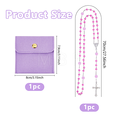Imitaiton Round Pearl with Resin Flower Rosary Bead Necklaces NJEW-DC0001-23A-1