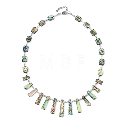 Natural Paua Shell Rectangle Trapezoid Graduated Beaded Necklaces NJEW-JN06353-1