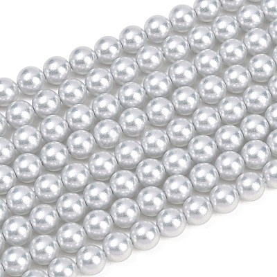 Frosted Glass Pearl Beads Strands GLAA-A044-08A-08-1