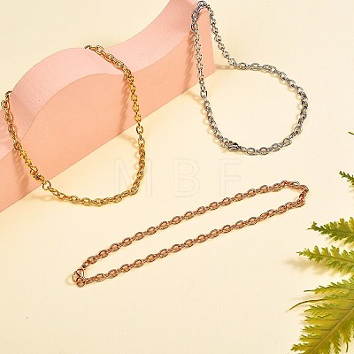 6Pcs 3 Colors 304 Stainless Steel Cable Chain Anklets AJEW-SZ0001-24-1