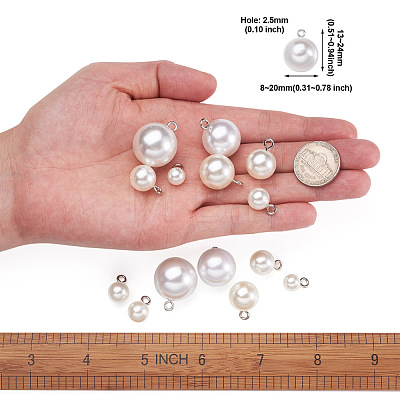 Mega Pet 70Pcs 7 Style Resin & Plastic Imitation Pearl Pendants/Shank Buttons BUTT-MP0001-01-1