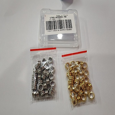 60Pcs 2 Colors 304 Stainless Steel Grooved Beads STAS-DC0002-40-1