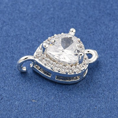 Brass Pave Cubic Zirconia Connector Charms KK-Z072-06S-02-1