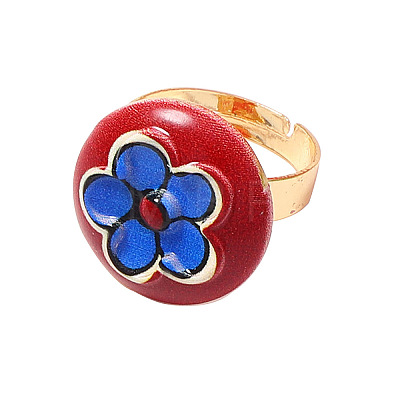 Adjustable Alloy Enamel & Resin Cuff Finger Rings WG30AE2-04-1