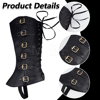 Imitation Leather & Iron Boot Cover AJEW-WH20005-20B-1