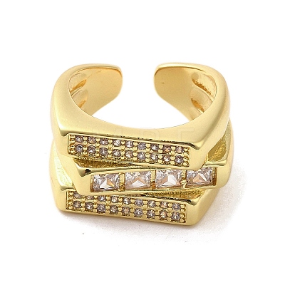 Rack Plating Brass Micro Pave Cubic Zirconia Finger Ring RJEW-C072-30G-1
