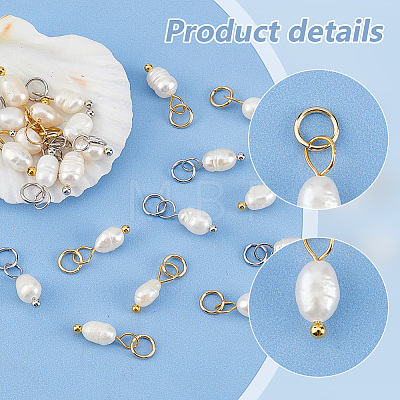 20Pcs 2 Colors Grade A Natural Cultured Freshwater Pearl Rice Charms PALLOY-AB00254-1