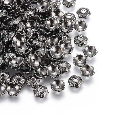 6-Petal Tibetan Style Alloy Flower Bead Caps LS-TIBE-S220-B-RS-1