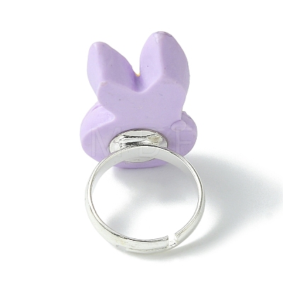 Bunny Resin Finger Ring RJEW-JR00638-01-1