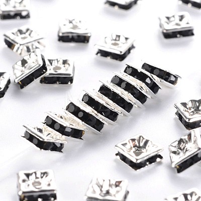 Brass Rhinestone Spacer Beads X-RSB072-04S-1