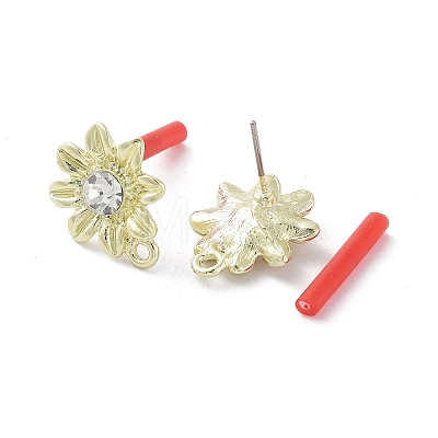 Rack Plating Golden Alloy with Rhinestone Stud Earring Findings EJEW-B036-02G-14-1