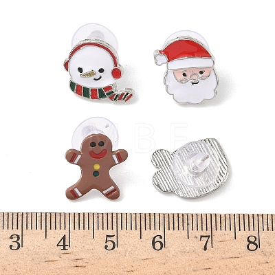 4Pcs Christmas Theme Alloy Enamel Stud Earrings EJEW-B068-02KCGG-02-1