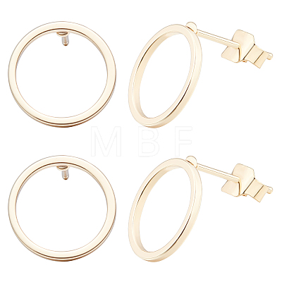 Ring Brass Stud Earing Findings KK-BBC0014-20G-1