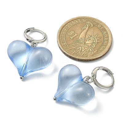 5 Pair 5 Color Acrylic Heart Dangle Leverback Earrings EJEW-TA00254-1