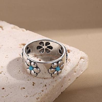 Retro Alloy and Turquoise Finger Rings FS-WGD8EB6-02-1