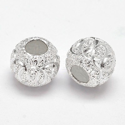Fancy Cut Textured 925 Sterling Silver Round Beads STER-F012-03A-1