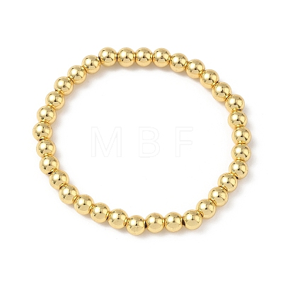 Brass Round Beaded Stretch Bracelets for Men Women BJEW-B148-05D-G-1