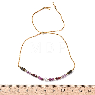 Faceted Round Natural Grey Agate & Red Agate & Amethyst Braided Bead Bracelets BJEW-F493-09G-03-1