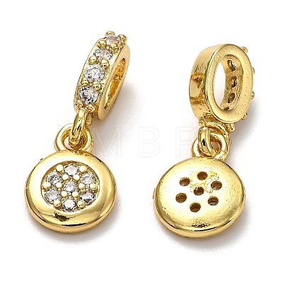 Brass Micro Pave Clear Cubic Zirconia European Dangle Charms ZIRC-H119-03G-1