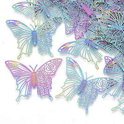 Ion Plating(IP) 304 Stainless Steel Filigree Pendants STAS-YW0002-40-1
