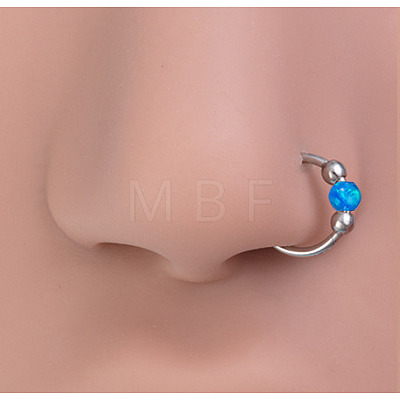 316L Surgical Stainless Steel & Synthetic Opal Ball Hoop Nose Rings WGD306E-02-1