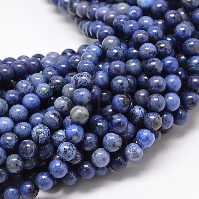 Natural Grade AA Dumortierite Quartz Round Bead Strands G-P075-43-6mm-1