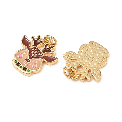 Christmas Brass Enamel Pendants KK-L255-17G-04-1