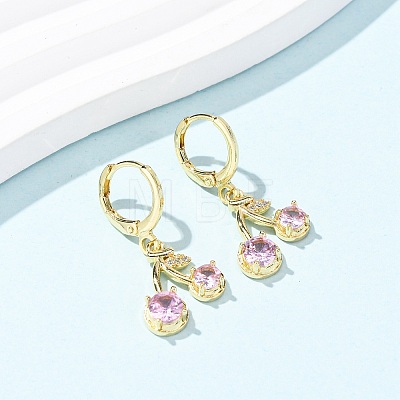 Cherry Brass Micro Pave Cubic Zirconia Leverback Earrings EJEW-K324-01G-1